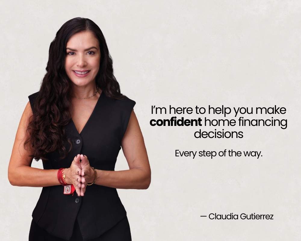 Claudia Gutierrez, mortgage professional providing personalized mortgage guidance in a modern office setting